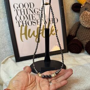 Black and Pearl Beaded Necklace